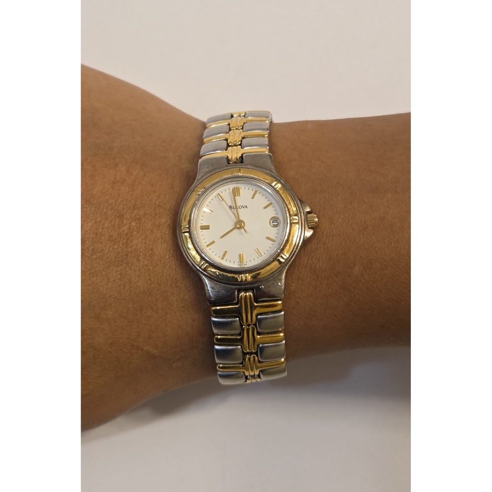 Vintage Women's Bulova Watch Gold & Silver Tone 6.5" New Battery